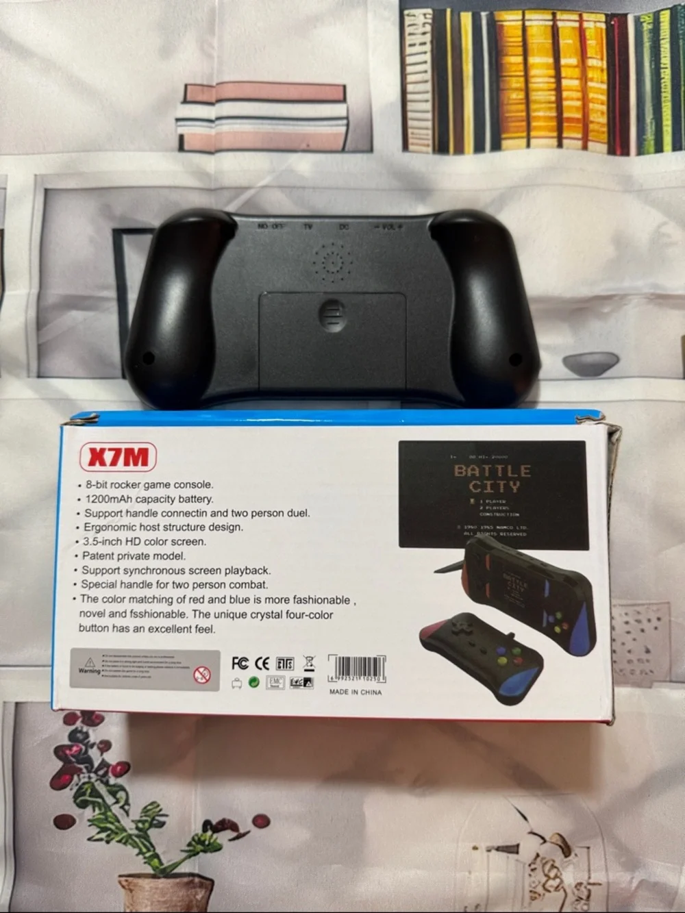 X7M Portable 500 in 1 Handheld Game Console - Black with Red & Blue